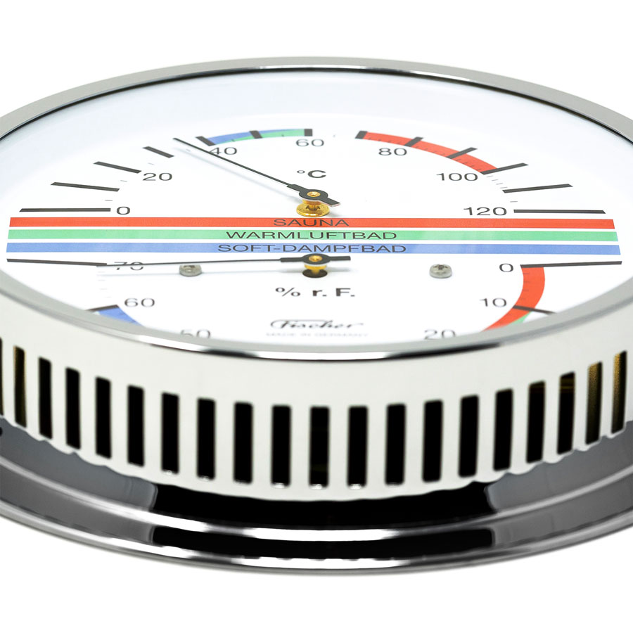 Термометр-гигрометр для сауны Fischer в латунном корпусе