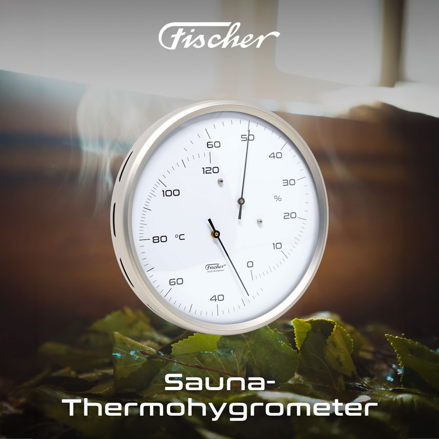 Термометр-гигрометр для сауны Fischer в корпусе из нержавеющей стали