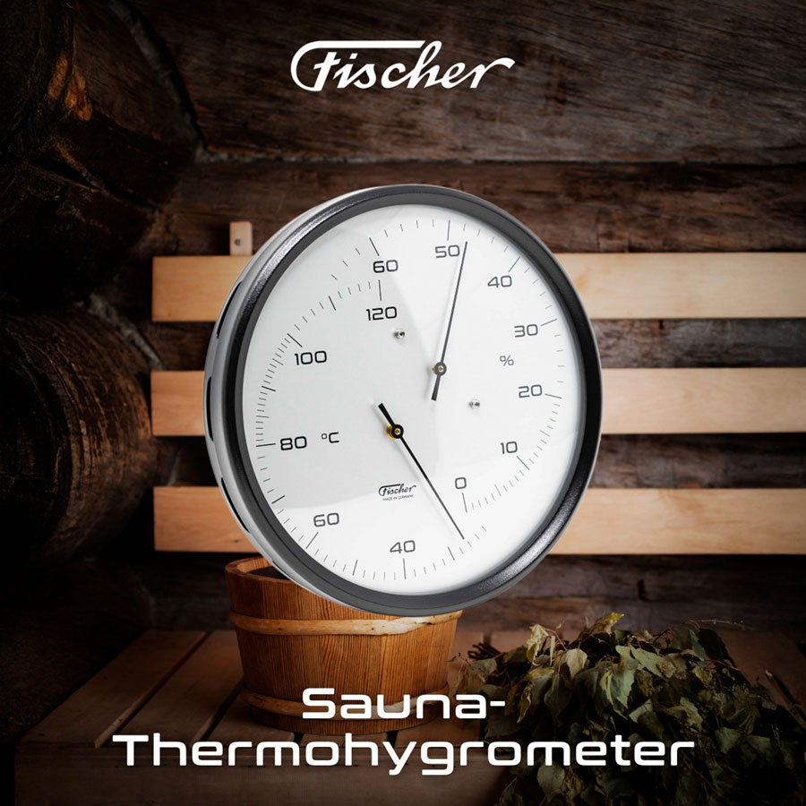 Термометр-гигрометр для сауны Fischer в корпусе из нержавеющей стали