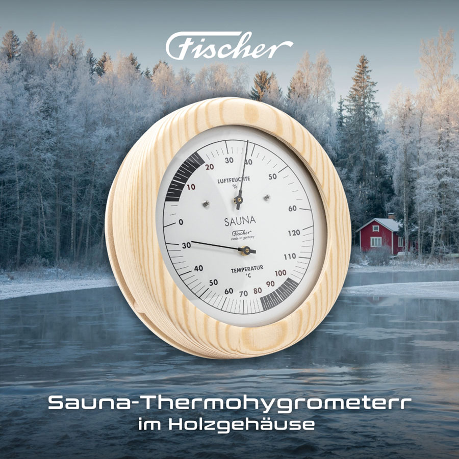 Термометр-гигрометр для сауны Fischer в деревянном корпусе