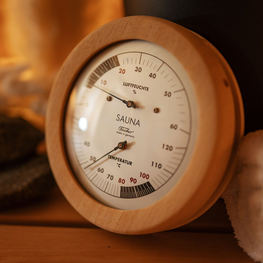 Термометр-гигрометр для сауны Fischer в деревянном корпусе
