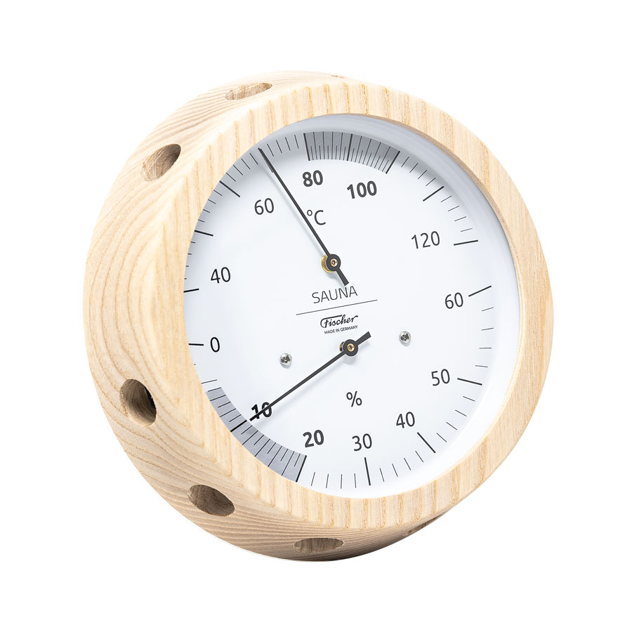 Термометр-гигрометр для сауны Fischer в деревянном корпусе