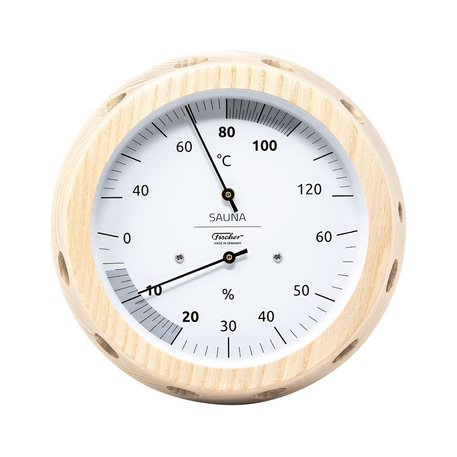 Термометр-гигрометр для сауны Fischer в деревянном корпусе