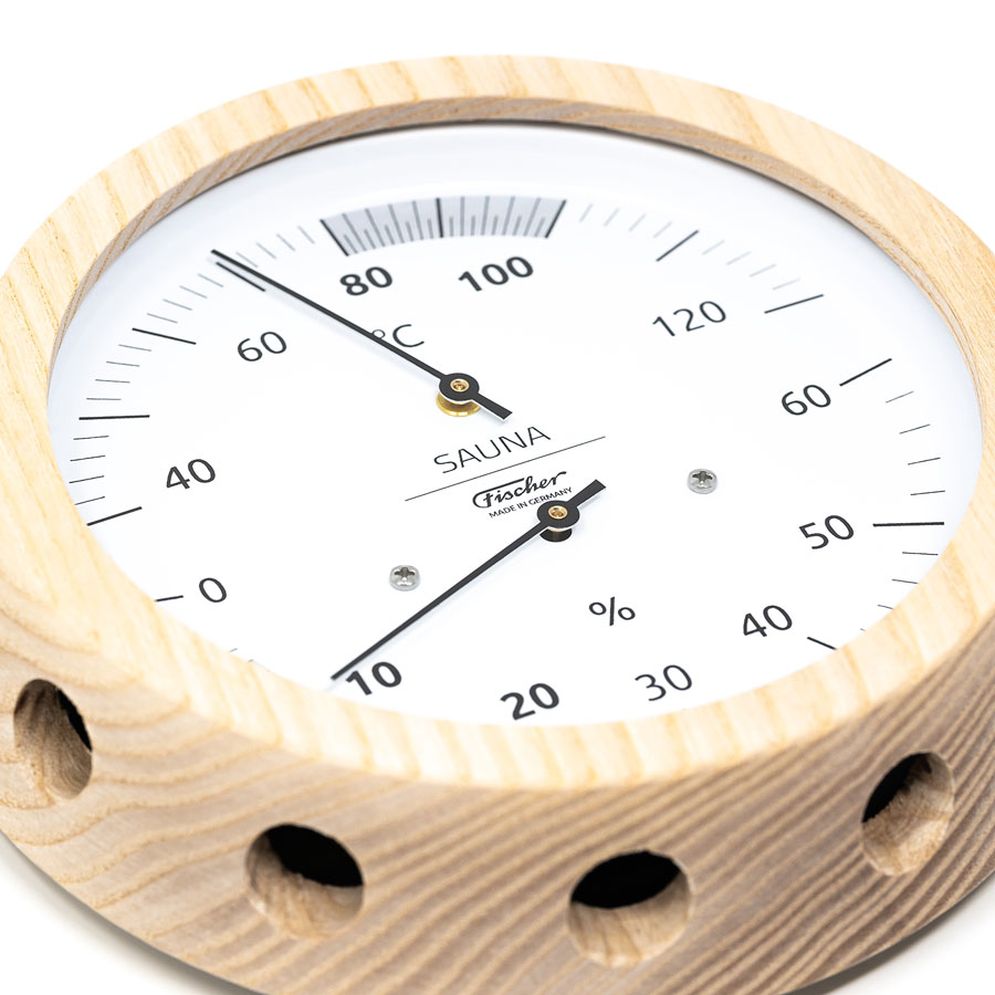 Термометр-гигрометр для сауны Fischer в деревянном корпусе