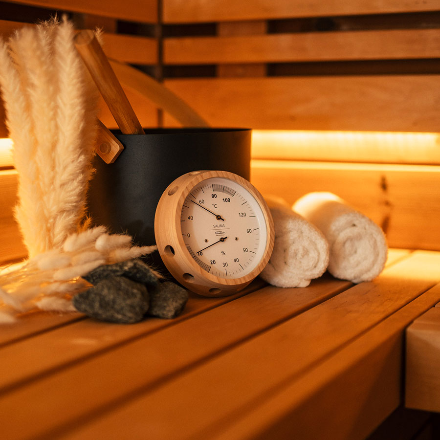 Термометр-гигрометр для сауны Fischer в деревянном корпусе